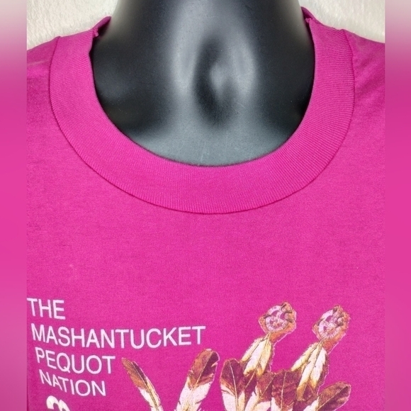 VINTAGE 90s Pequot Nation Pow Wow Tee Adult Large T-shirt Single Stitch Made USA - Picture 2 of 8